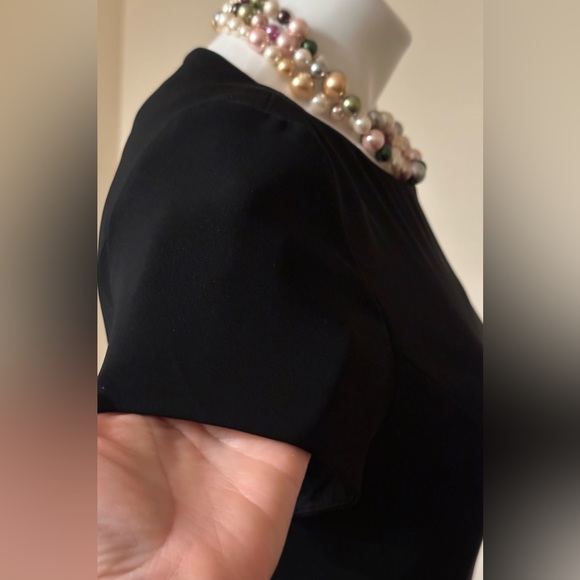 Jones New York Black Side Pleated Sleeveless Sheath Career Dress Zip Back Sz 4. - Picture 6 of 12